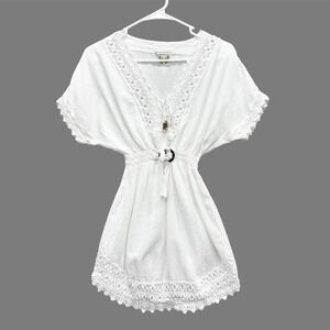 Butterfly Collection White Cotton Boho Crochet Top Hippie Cottagecore Womens M